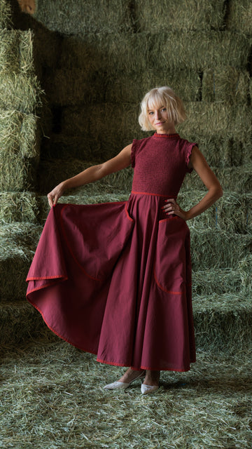 Margot Dress In Maple Red - PREORDER 🍀