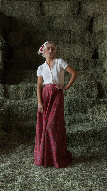 The Rosemary Skirt in Red & Burgundy - PREORDER 🍀