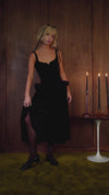 Ella Dress in Black Silk Velvet - PREORDER
